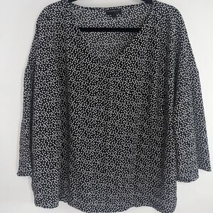 LANE BRYANT Outlet Polka Dot V-neck 3/4 Sleeve Top